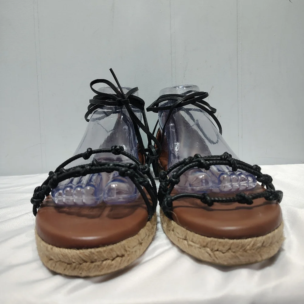 ALOHAS Wanderer Espadrille Sandals Leather Black Size 10 Anthropologie